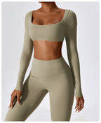 Long Sleeve Top + Leggings — Sleek Fit Workout Set with Sculpting Fit