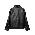 Jaqueta Bomber Oversized Couro PU Texturizado