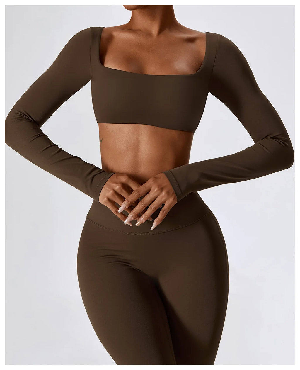 Long Sleeve Top + Leggings — Sleek Fit Workout Set with Sculpting Fit