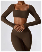 Long Sleeve Top + Leggings — Sleek Fit Workout Set with Sculpting Fit