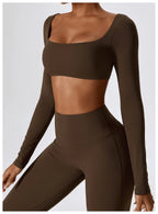 Long Sleeve Top + Leggings — Sleek Fit Workout Set with Sculpting Fit