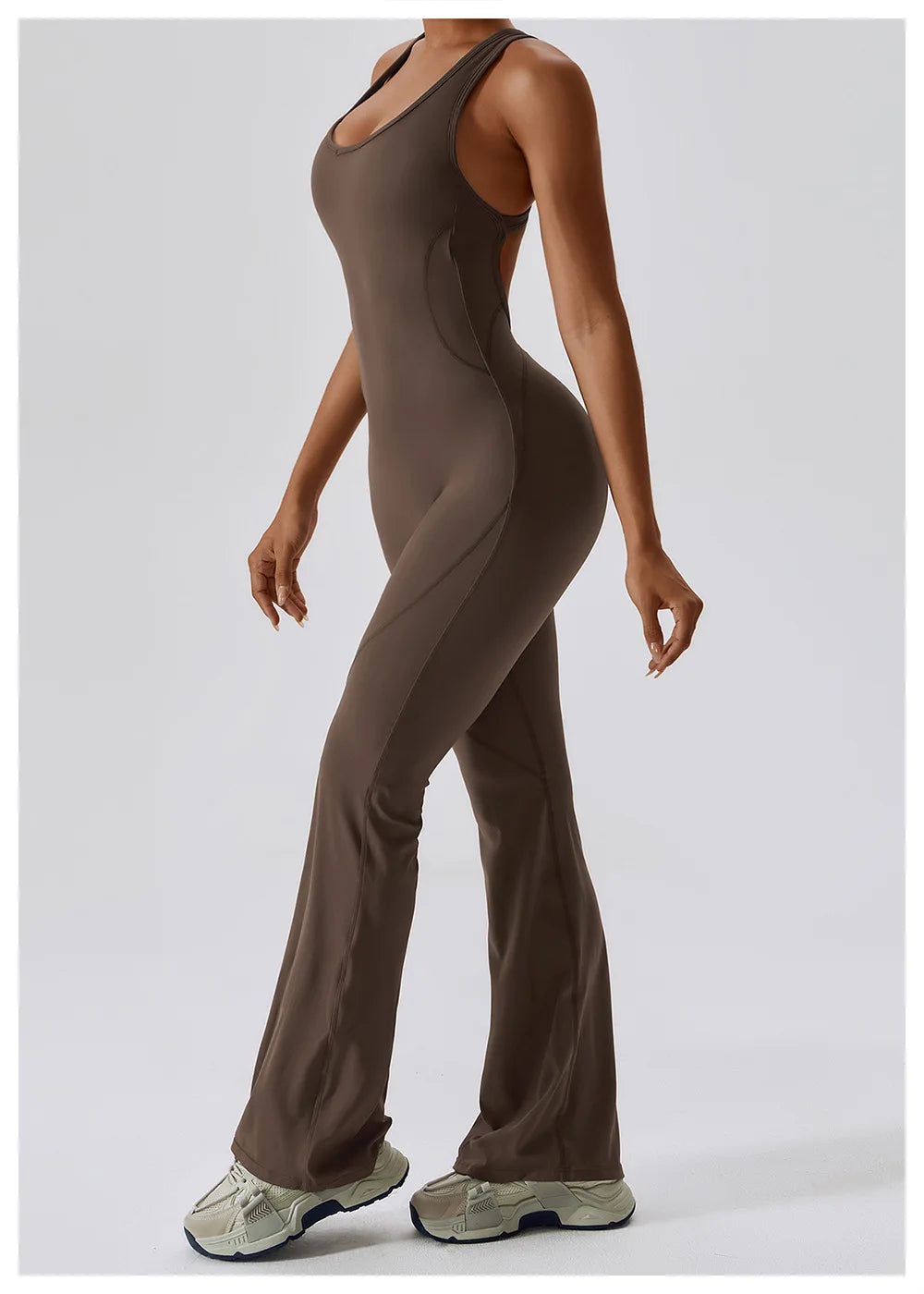 One-Piece Jumpsuit — Seamless Sculpting Fit with Flared Leg