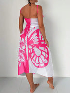 Butterfly Print Beach Cover Up Sarong Wrap Tunic