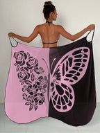 Butterfly Print Beach Cover Up Sarong Wrap Tunic
