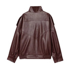 Jaqueta Bomber Oversized Couro PU Texturizado