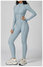 Long Sleeve Workout Jumpsuit — Seamless Contour Fit with Sculpting Support