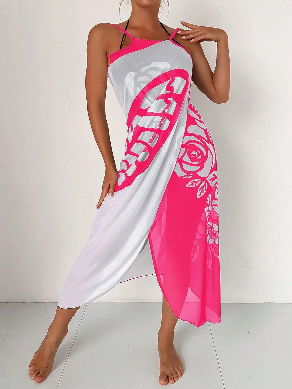 Butterfly Print Beach Cover Up Sarong Wrap Tunic