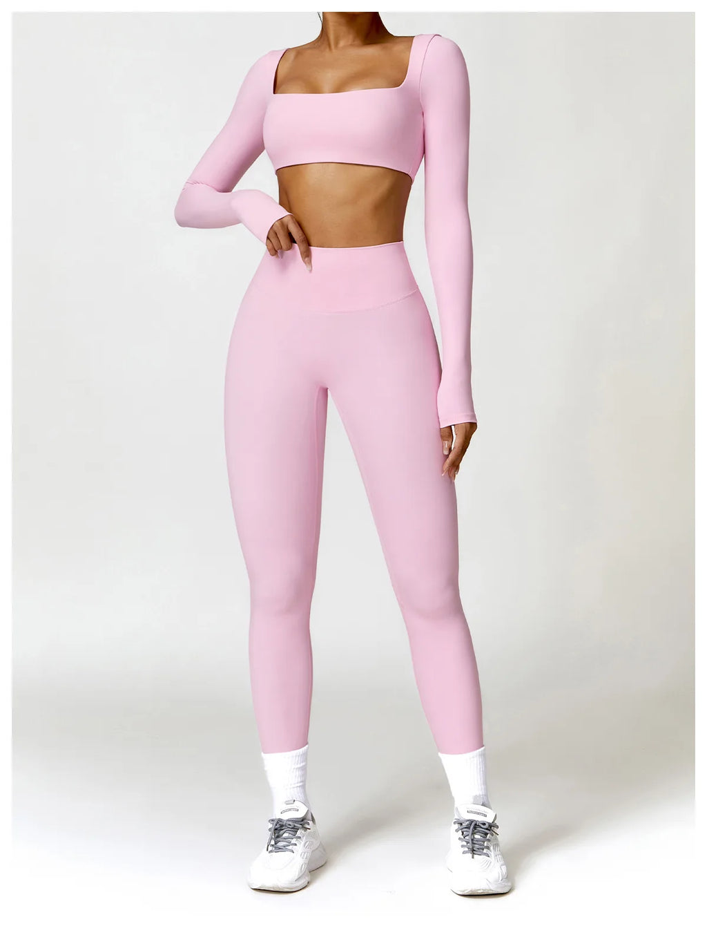 Long Sleeve Top + Leggings/Short — QuickDry Workout Set with Sculpting Fit
