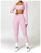 Long Sleeve Top + Leggings/Short — QuickDry Workout Set with Sculpting Fit