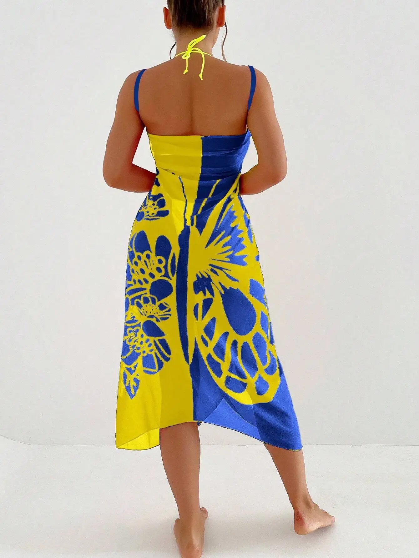 Butterfly Print Beach Cover Up Sarong Wrap Tunic