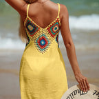 Crochet V Neck Beach Cover Up Dress