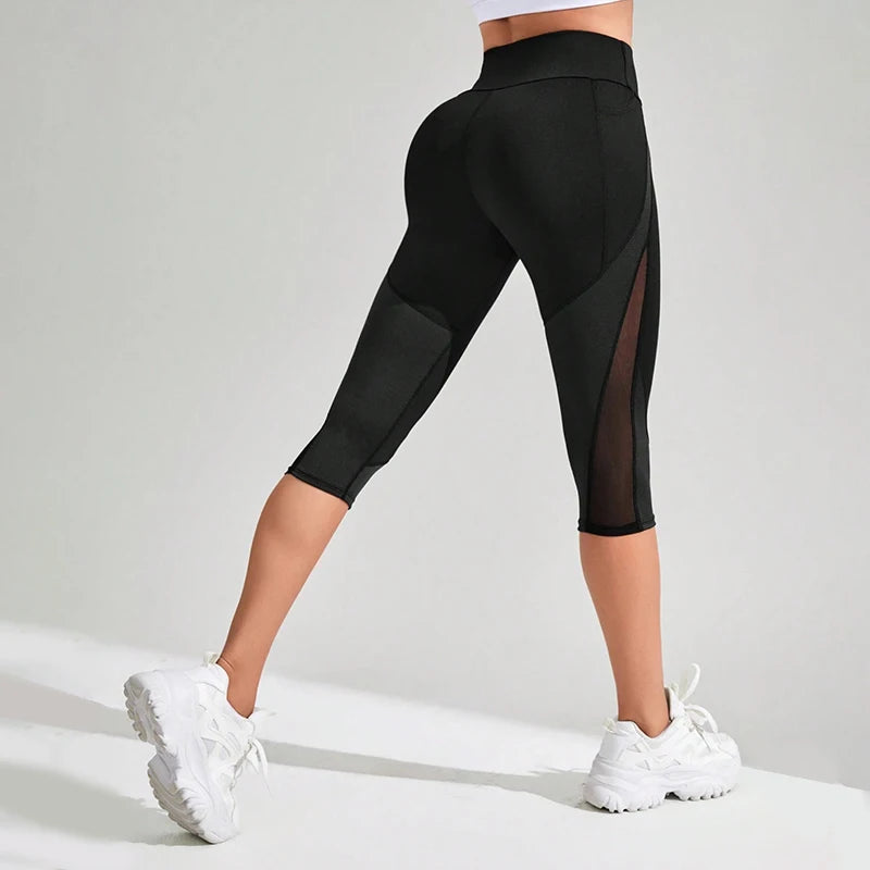 Legging Capri High Waist Mesh Pocket Tummy Control