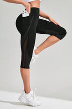 Legging Capri High Waist Mesh Pocket Tummy Control