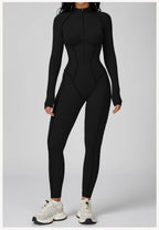 Long Sleeve Workout Jumpsuit — Seamless Contour Fit with Sculpting Support