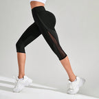 Legging Capri High Waist Mesh Pocket Tummy Control