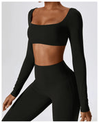 Long Sleeve Top + Leggings — Sleek Fit Workout Set with Sculpting Fit