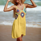 Crochet V Neck Beach Cover Up Dress