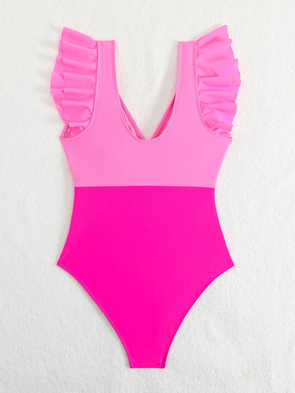 Ruffle One Piece Swimsuit High Cut Monokini