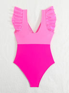 Ruffle One Piece Swimsuit High Cut Monokini