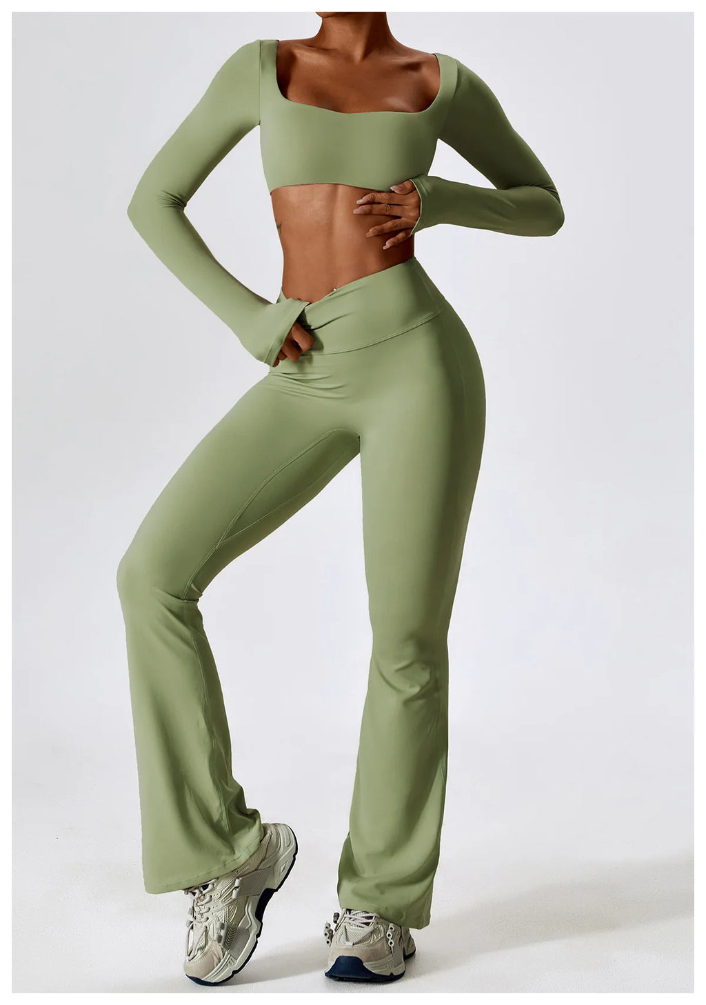 Long Sleeve Top + Leggings — Sleek Fit Workout Set with Sculpting Fit