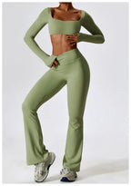 Long Sleeve Top + Leggings — Sleek Fit Workout Set with Sculpting Fit