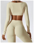 Long Sleeve Top + Leggings — Sleek Fit Workout Set with Sculpting Fit