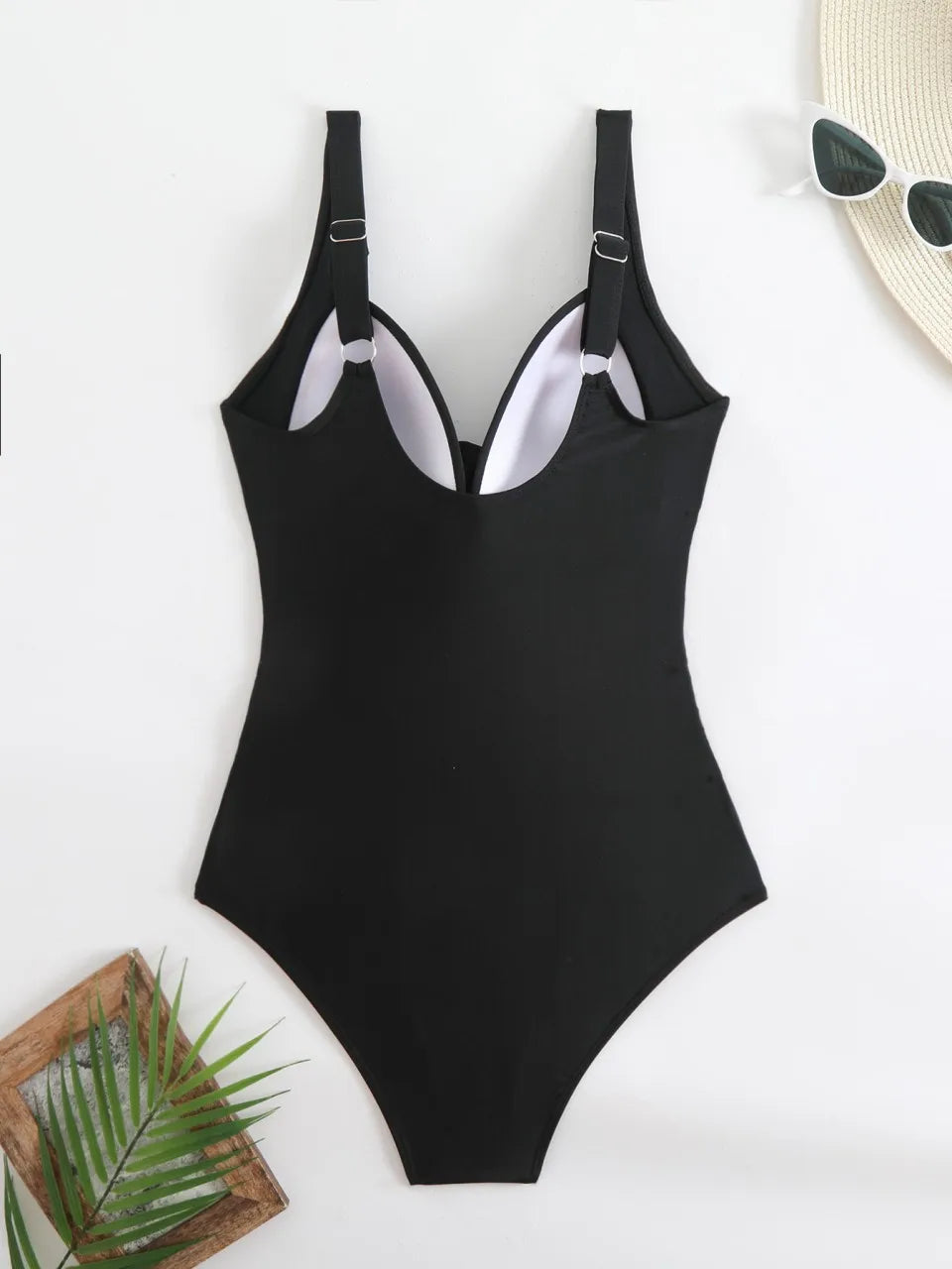Cross Wrap Ruched One Piece Swimsuit Adjustable Strap Monokini