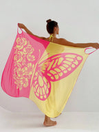 Butterfly Print Beach Cover Up Sarong Wrap Tunic