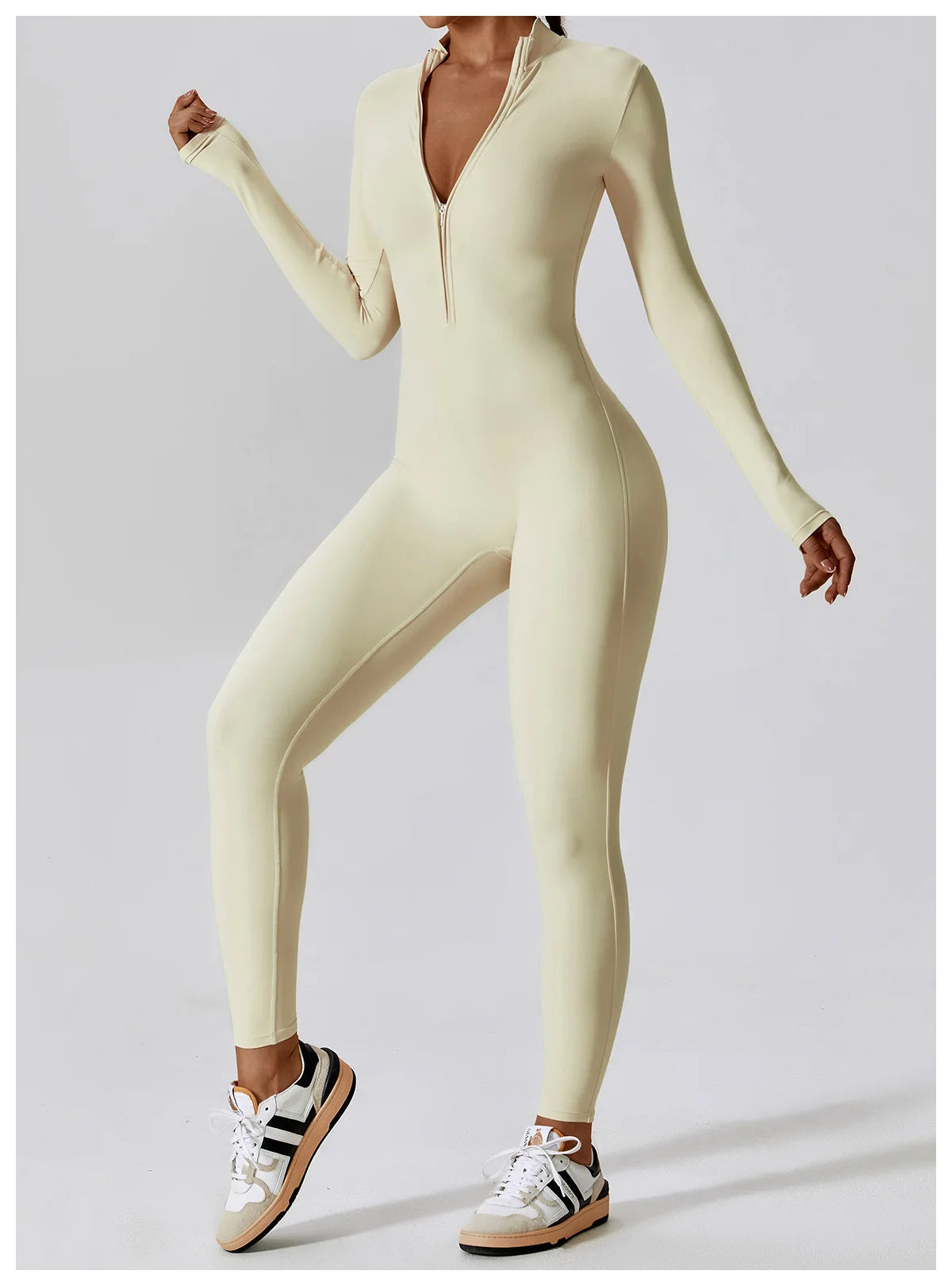 Full-Length Workout Jumpsuit — QuickDry Comfort with Sculpting Fit