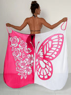 Butterfly Print Beach Cover Up Sarong Wrap Tunic