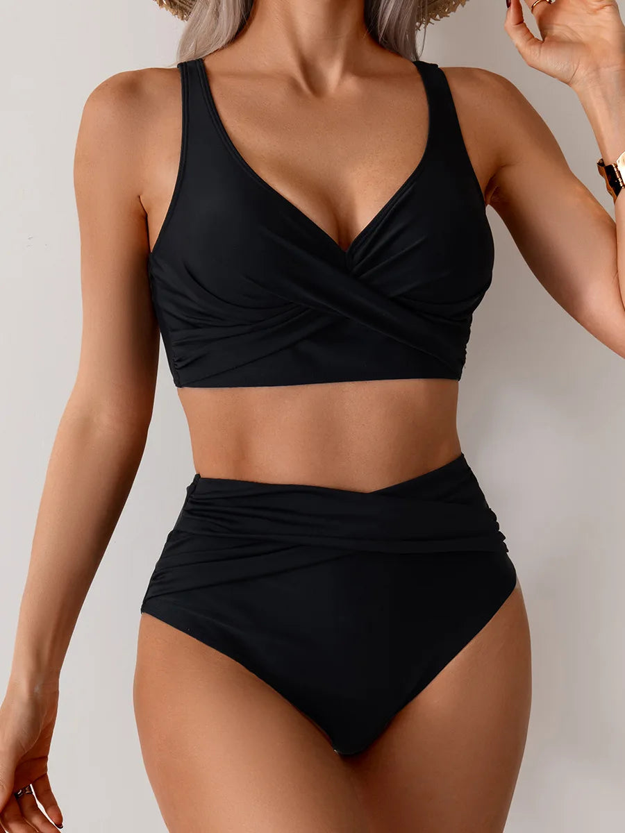 Sexy Cross Wrap Bikini Set - Push Up High Waist