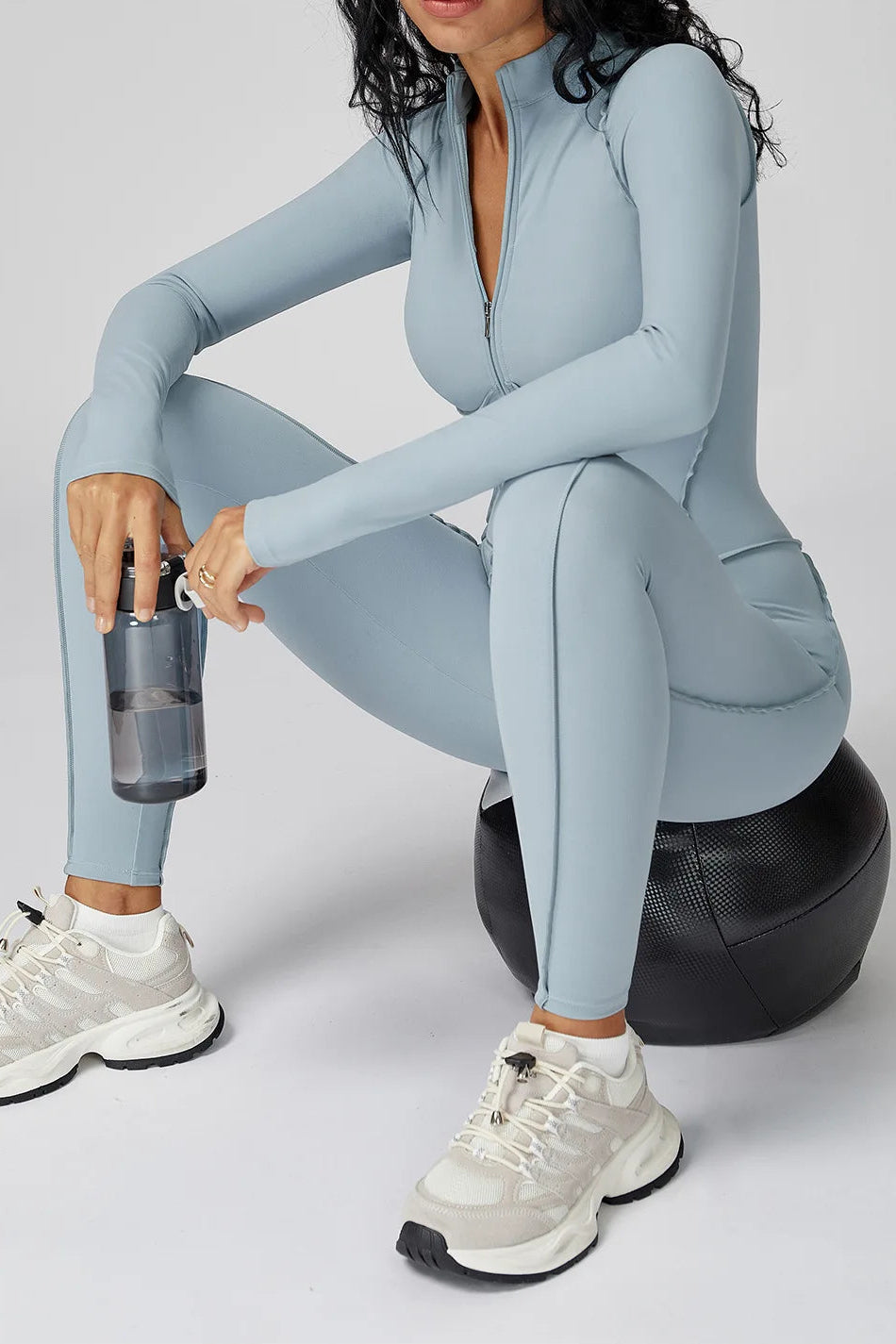 Long Sleeve Workout Jumpsuit — Seamless Contour Fit with Sculpting Support