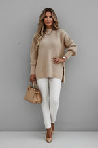 Sueter Oversized Tricô Amplo Gola Alta Luxe