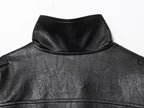 Jaqueta Bomber Oversized Couro PU Texturizado