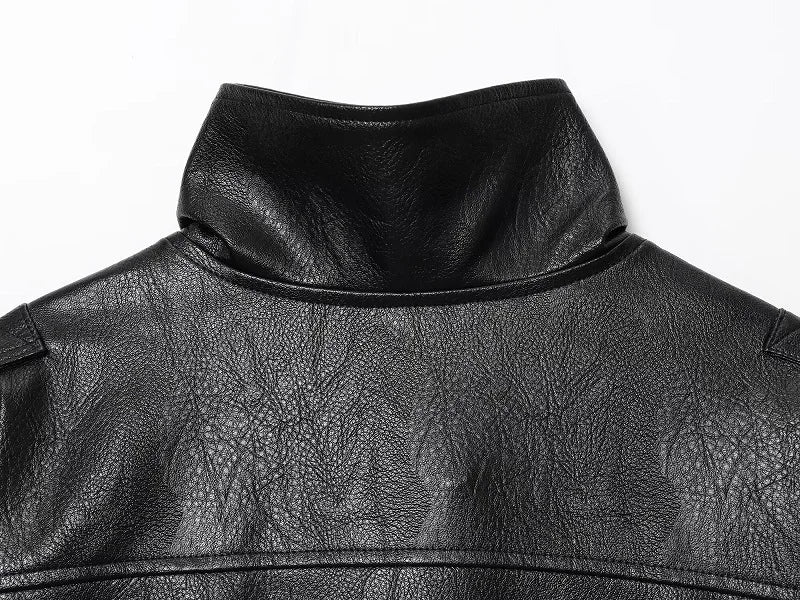Jaqueta Bomber Oversized Couro PU Texturizado