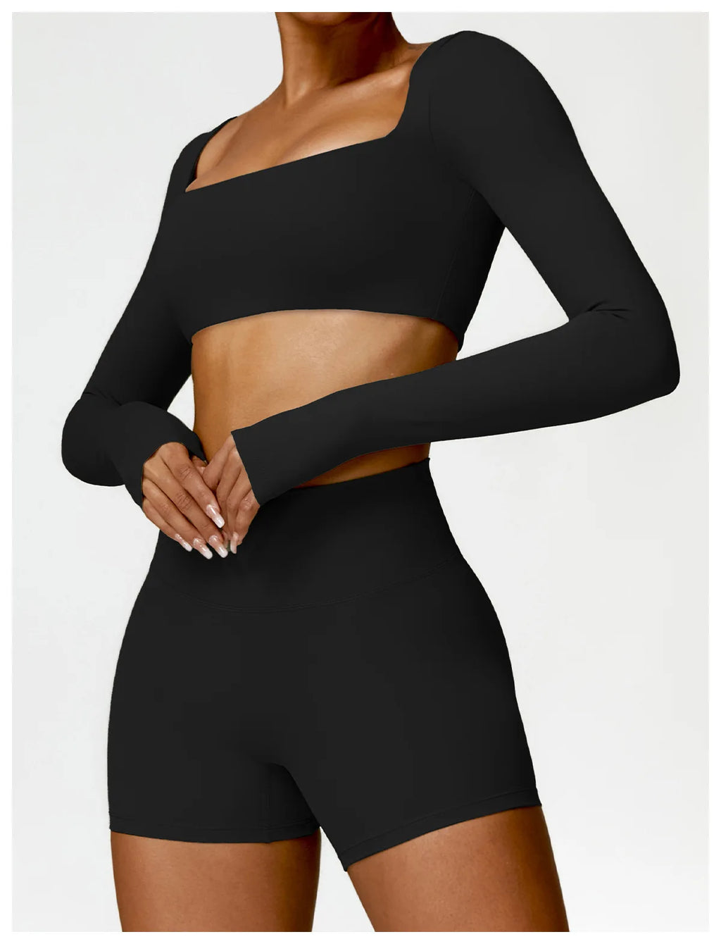 Long Sleeve Top + Leggings/Short — QuickDry Workout Set with Sculpting Fit
