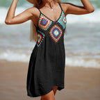 Crochet V Neck Beach Cover Up Dress