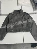 Jaqueta Biker Cropped Vintage Estonado Ailegogo
