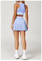 Tennis Skirt Set High Waist Pleated Sports Bra