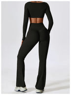 Long Sleeve Top + Leggings — Sleek Fit Workout Set with Sculpting Fit