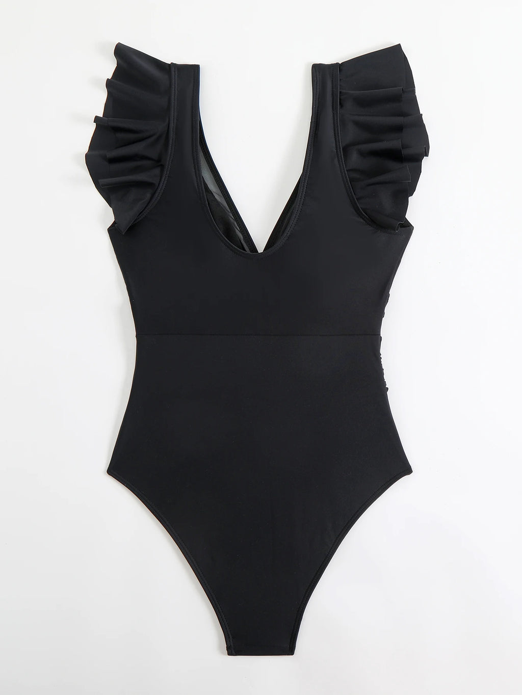Ruffle One Piece Swimsuit High Cut Monokini