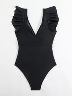 Ruffle One Piece Swimsuit High Cut Monokini
