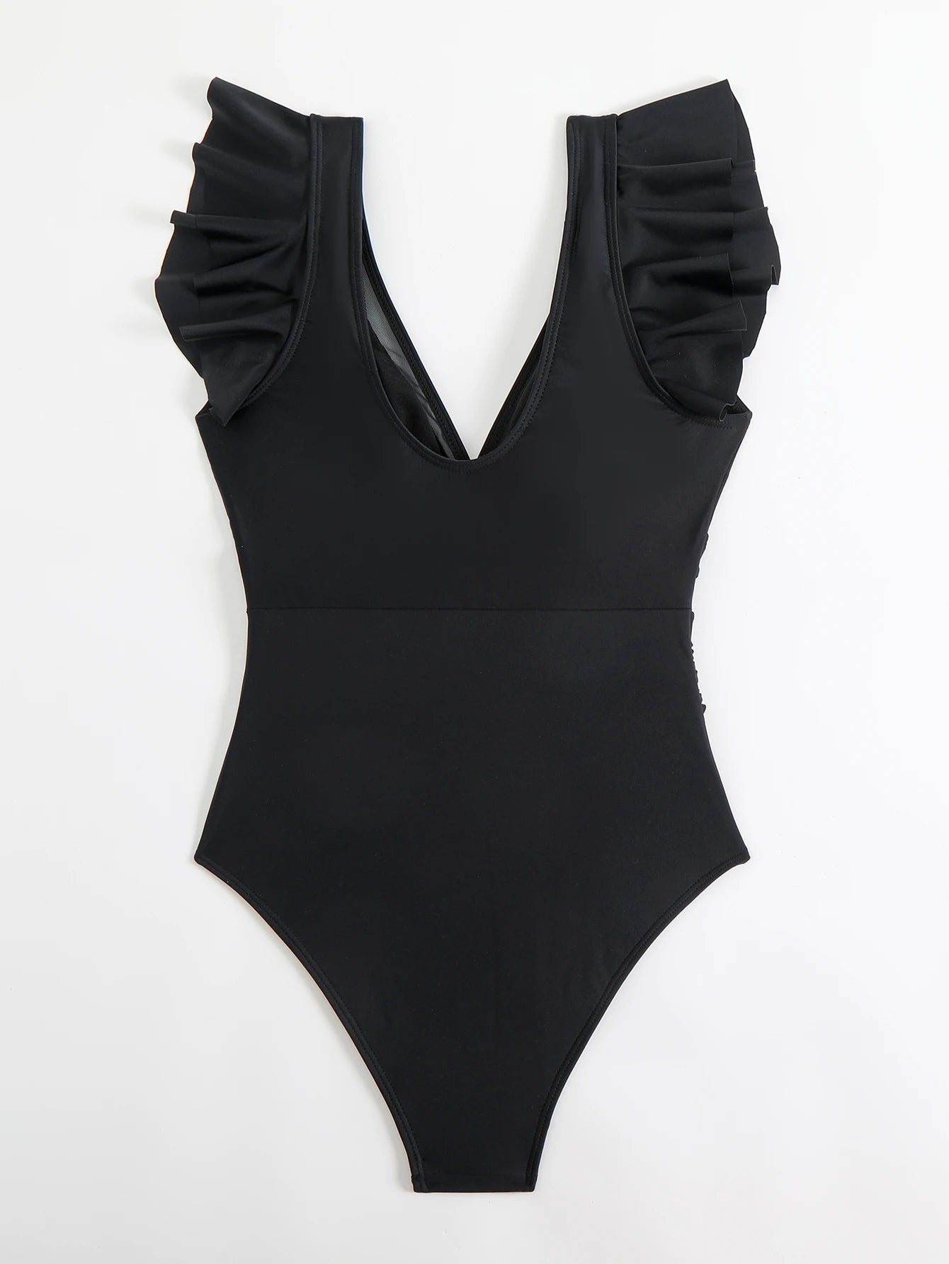 Ruffle One Piece Swimsuit High Cut Monokini