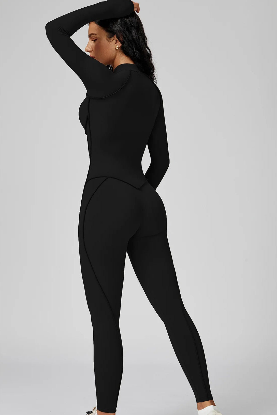 Long Sleeve Workout Jumpsuit — Seamless Contour Fit with Sculpting Support