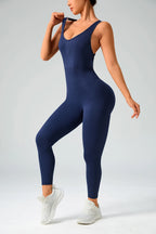 Seamless Backless Catsuit Jumpsuit Women Sleeveless Tummy Control Workout Bodysuit