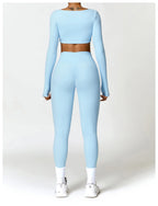 Long Sleeve Top + Leggings/Short — QuickDry Workout Set with Sculpting Fit