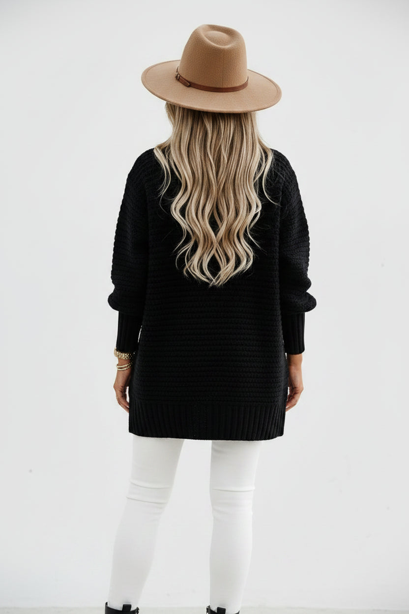 Sueter Oversized Tricô Amplo Gola Alta Luxe