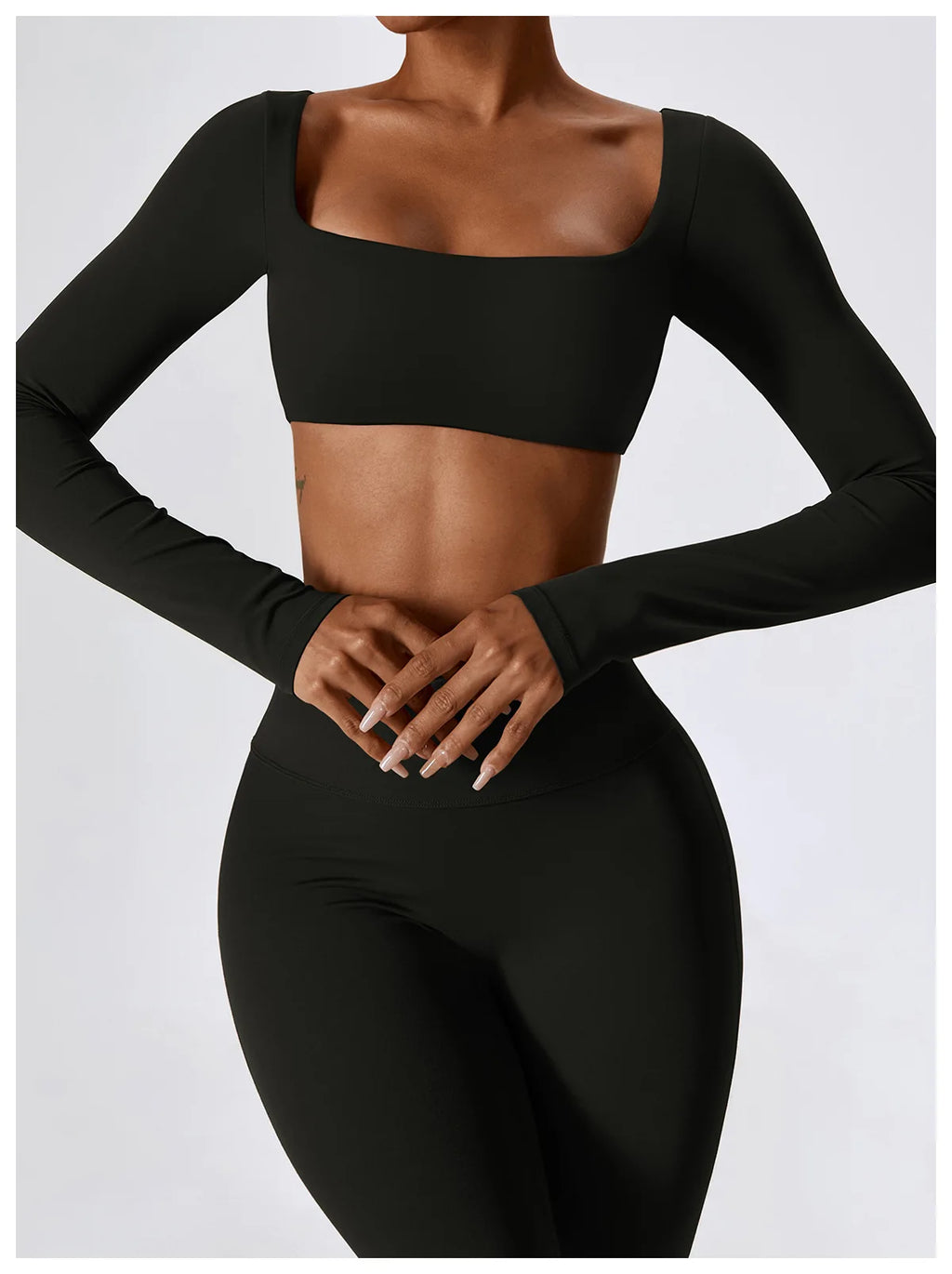 Long Sleeve Top + Leggings — Sleek Fit Workout Set with Sculpting Fit