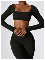 Long Sleeve Top + Leggings — Sleek Fit Workout Set with Sculpting Fit