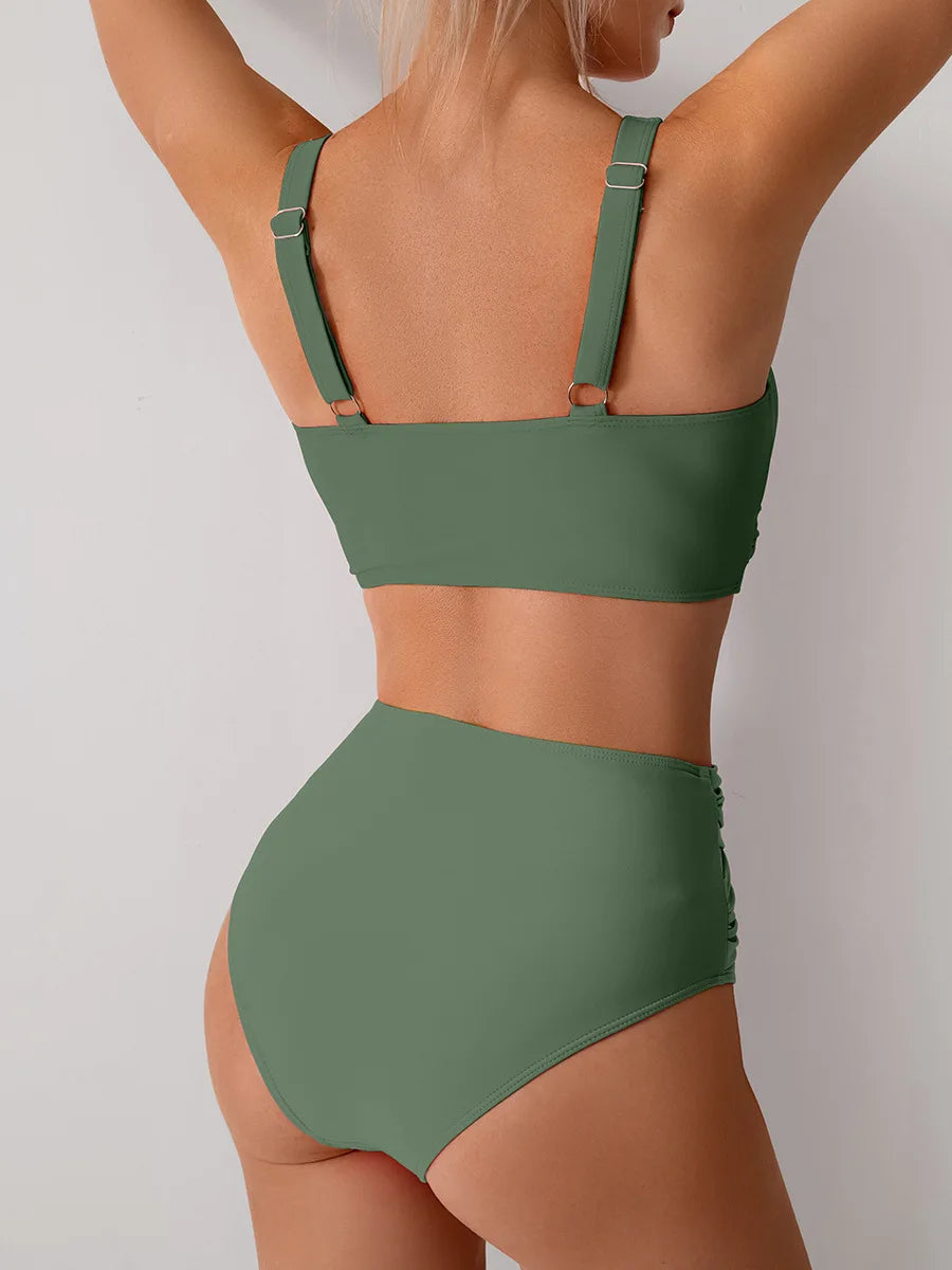 Sexy Cross Wrap Bikini Set - Push Up High Waist